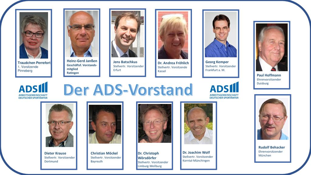 Der ADS-Vorstand Heinz-Gerd Janßen Jens Batschkus Dr. Andrea Fröhlich