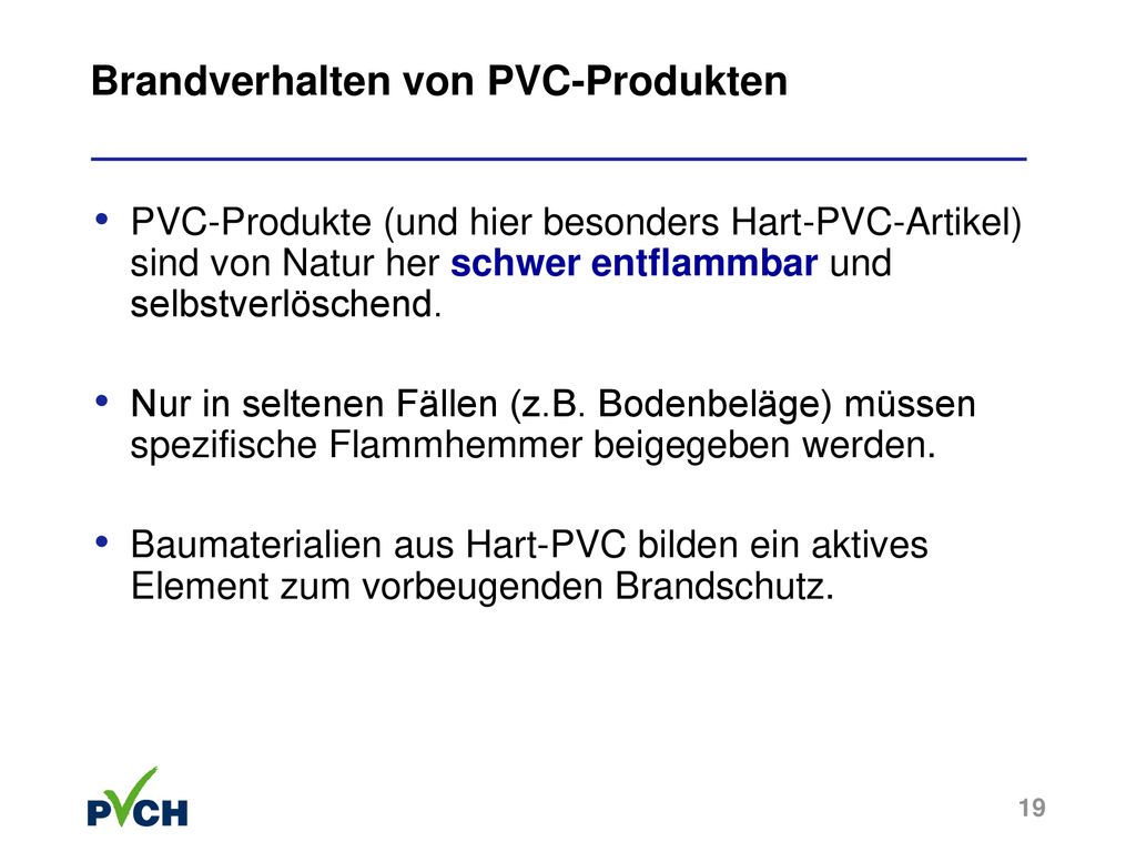 Brandverhalten von PVC-Produkten