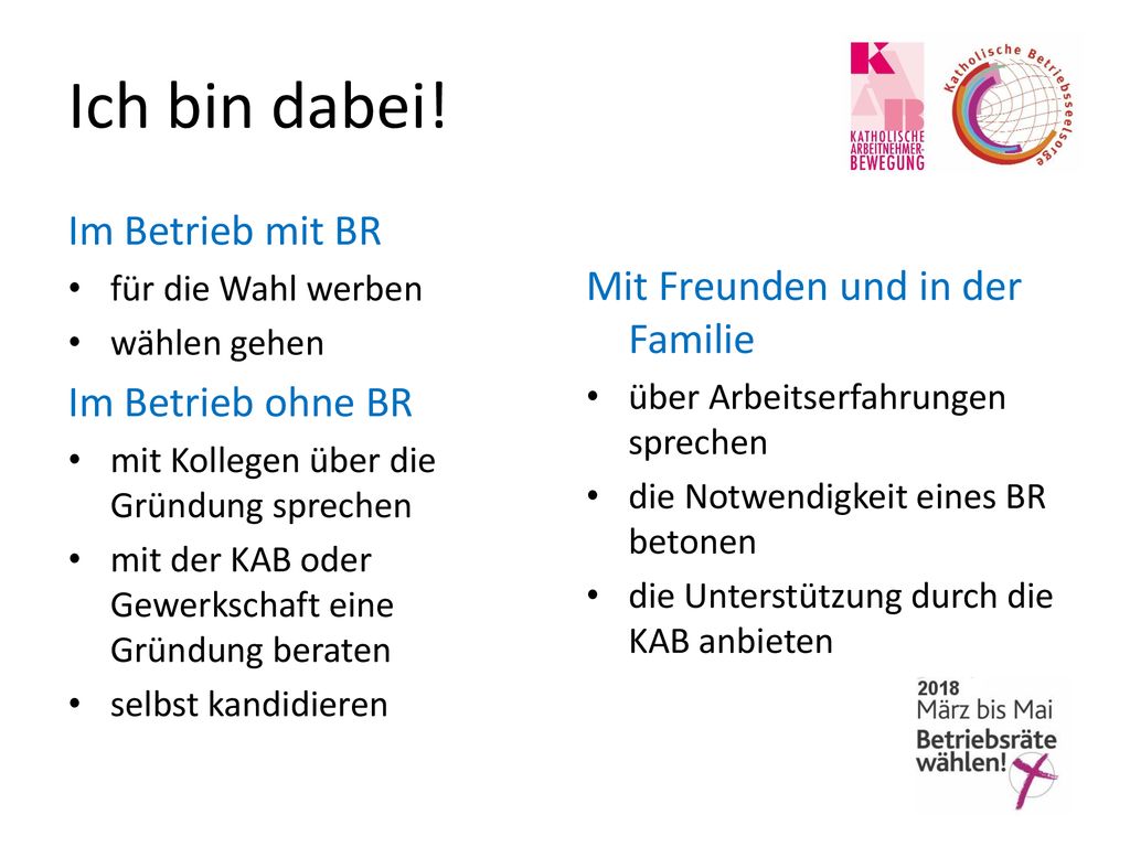 Ich bin dabei! Im Betrieb mit BR Mit Freunden und in der Familie