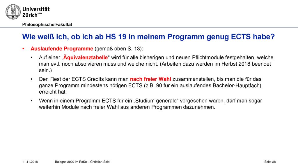 Wie weiß ich, ob ich ab HS 19 in meinem Programm genug ECTS habe