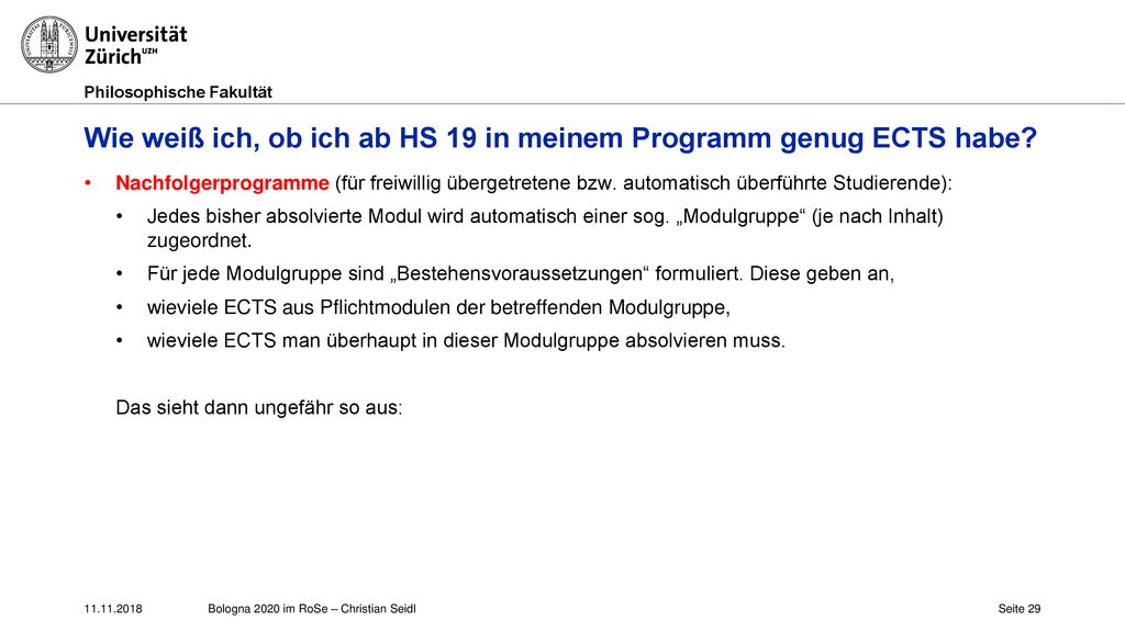 Wie weiß ich, ob ich ab HS 19 in meinem Programm genug ECTS habe