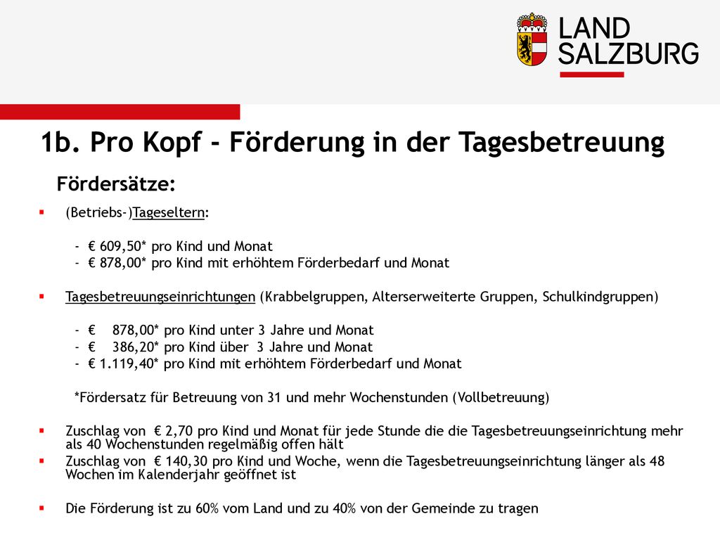 1b. Pro Kopf - Förderung in der Tagesbetreuung