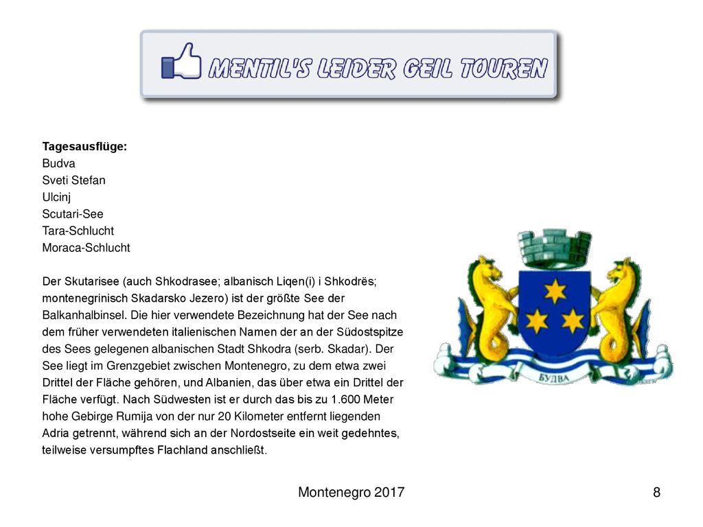 Montenegro 2017 Tagesausflüge: Budva Sveti Stefan Ulcinj Scutari-See