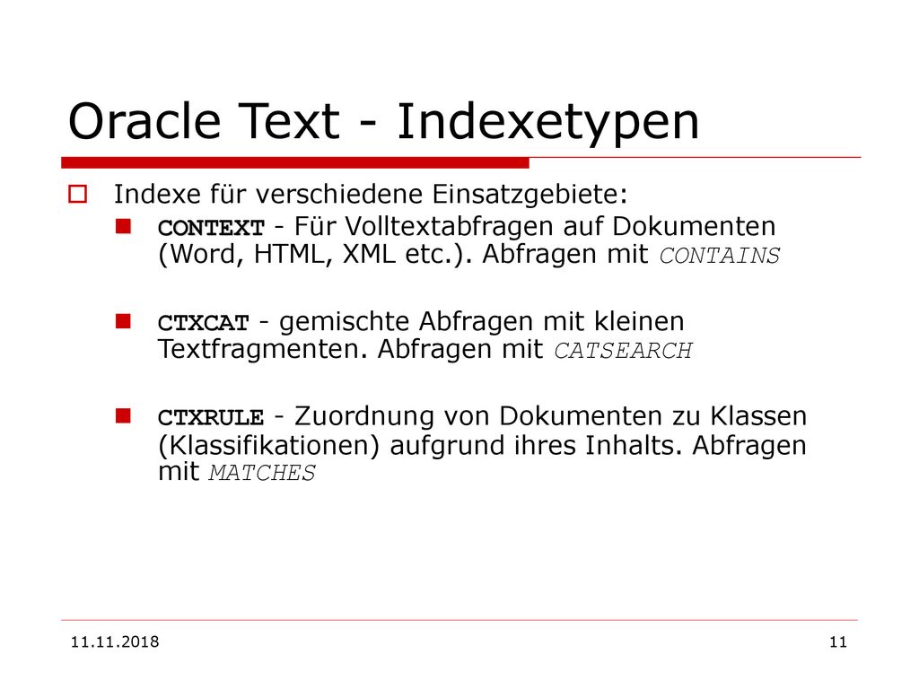 Oracle Text - Indexetypen
