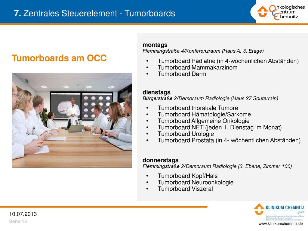 Tumorboards am OCC 7. Zentrales Steuerelement - Tumorboards montags