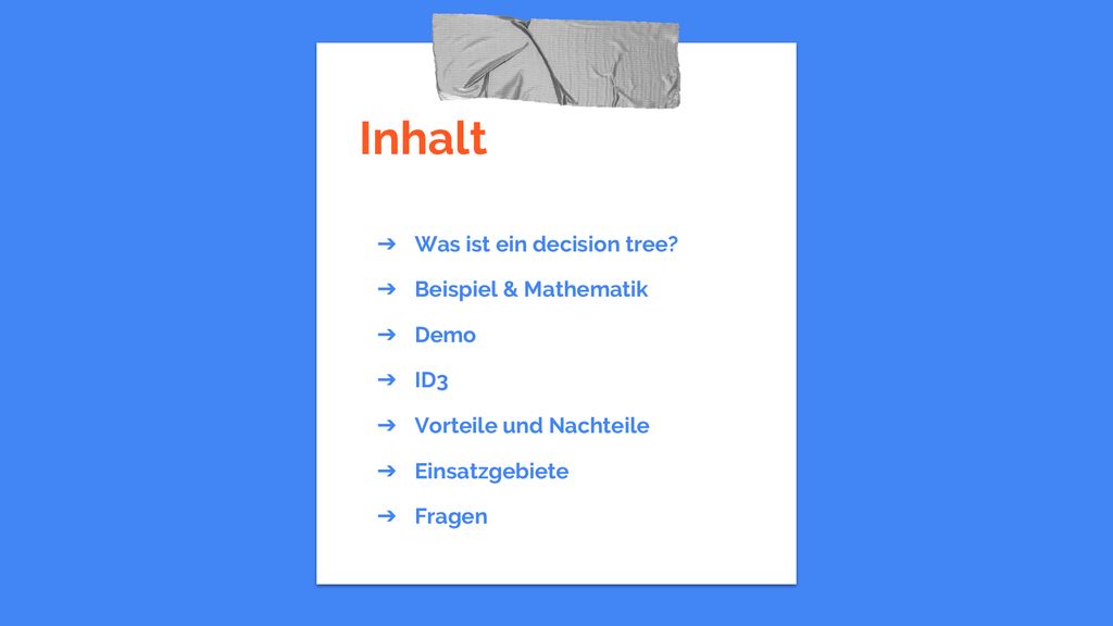 Inhalt Was ist ein decision tree Beispiel & Mathematik Demo ID3