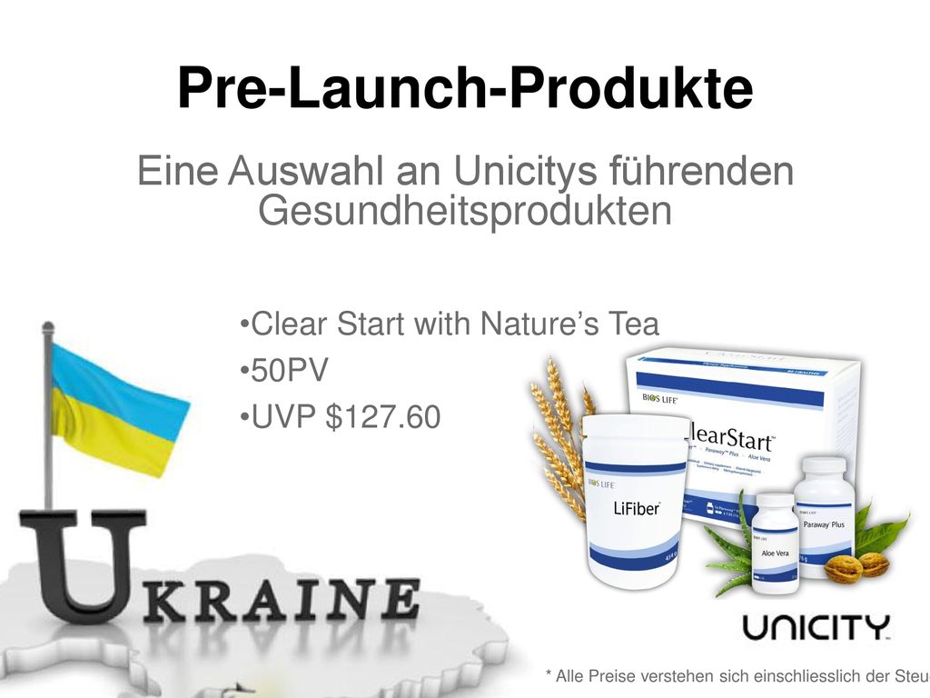 Eine Auswahl an Unicitys führenden Gesundheitsprodukten