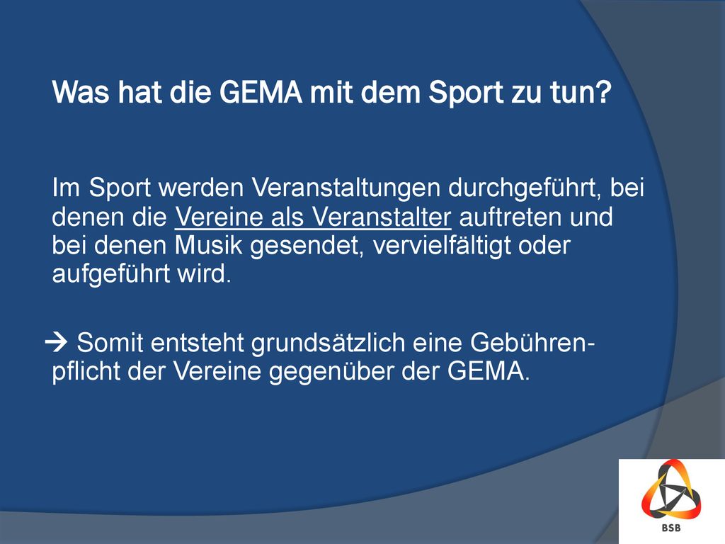 Was hat die GEMA mit dem Sport zu tun