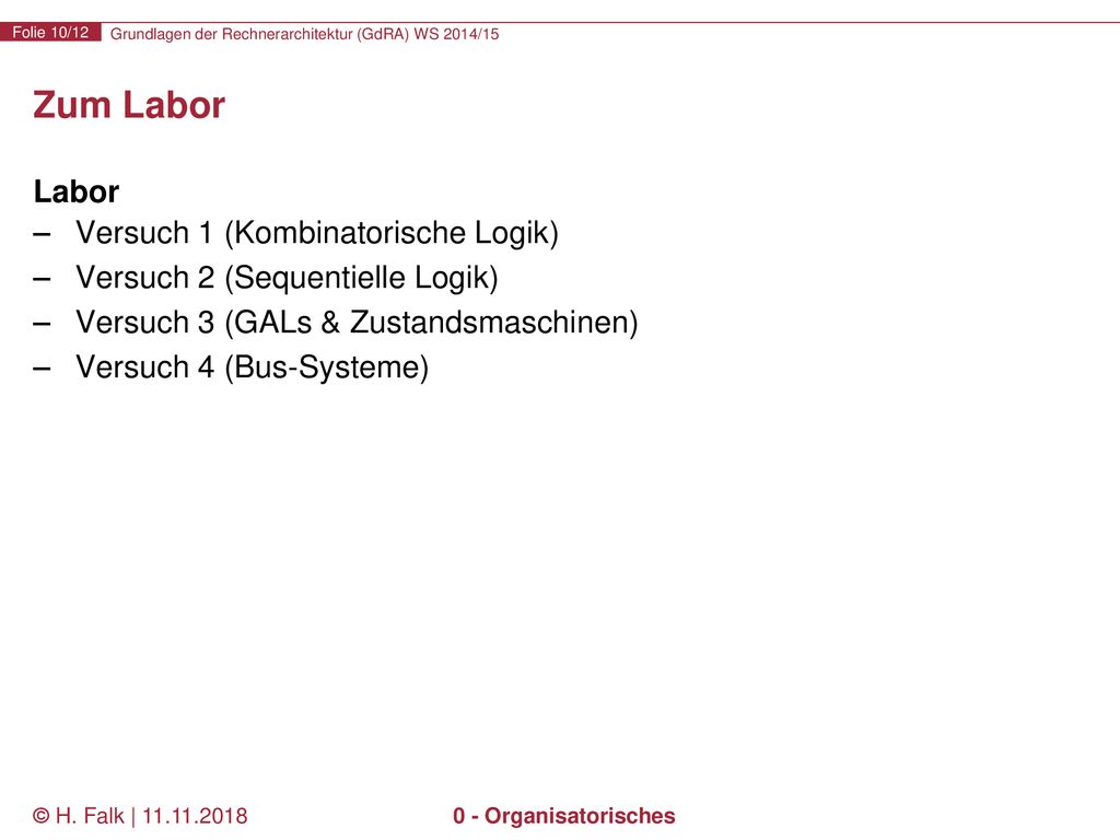 Zum Labor Labor Versuch 1 (Kombinatorische Logik)
