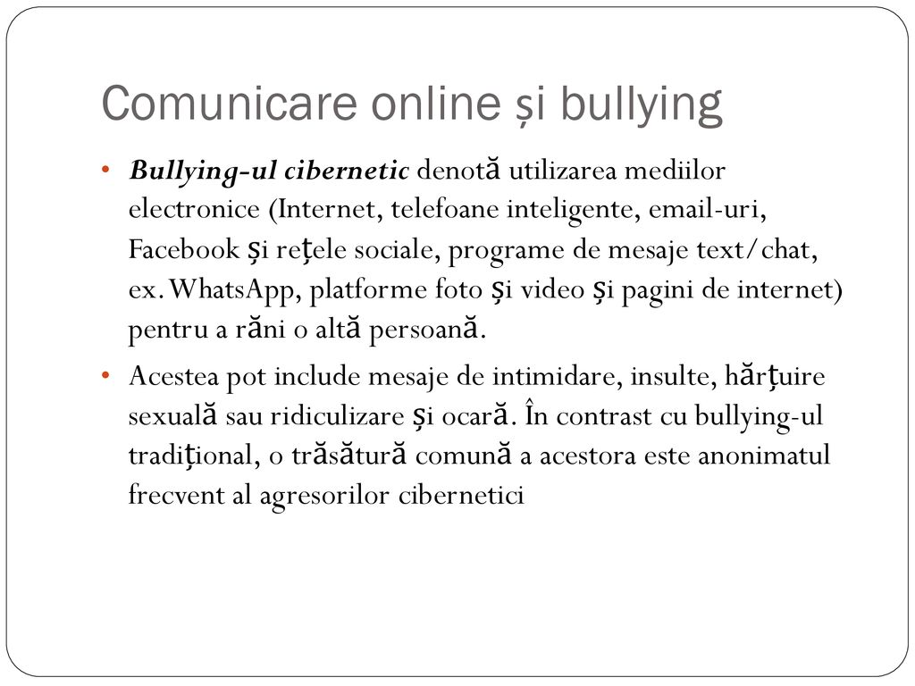 Comunicare online și bullying
