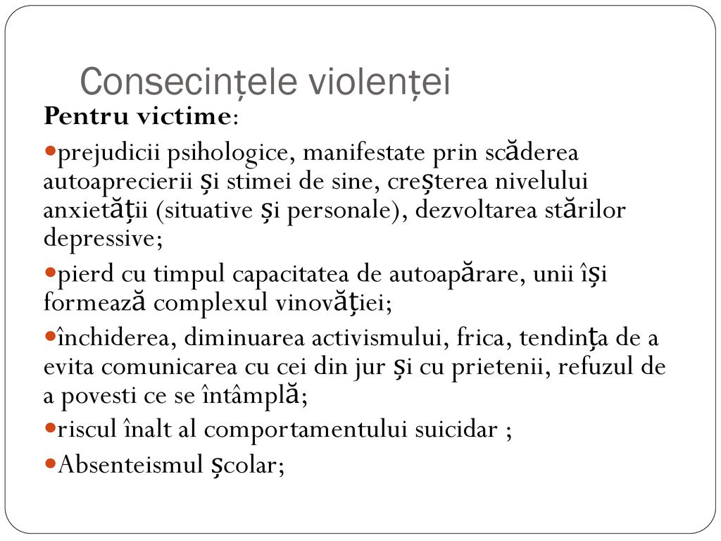 Consecințele violenței