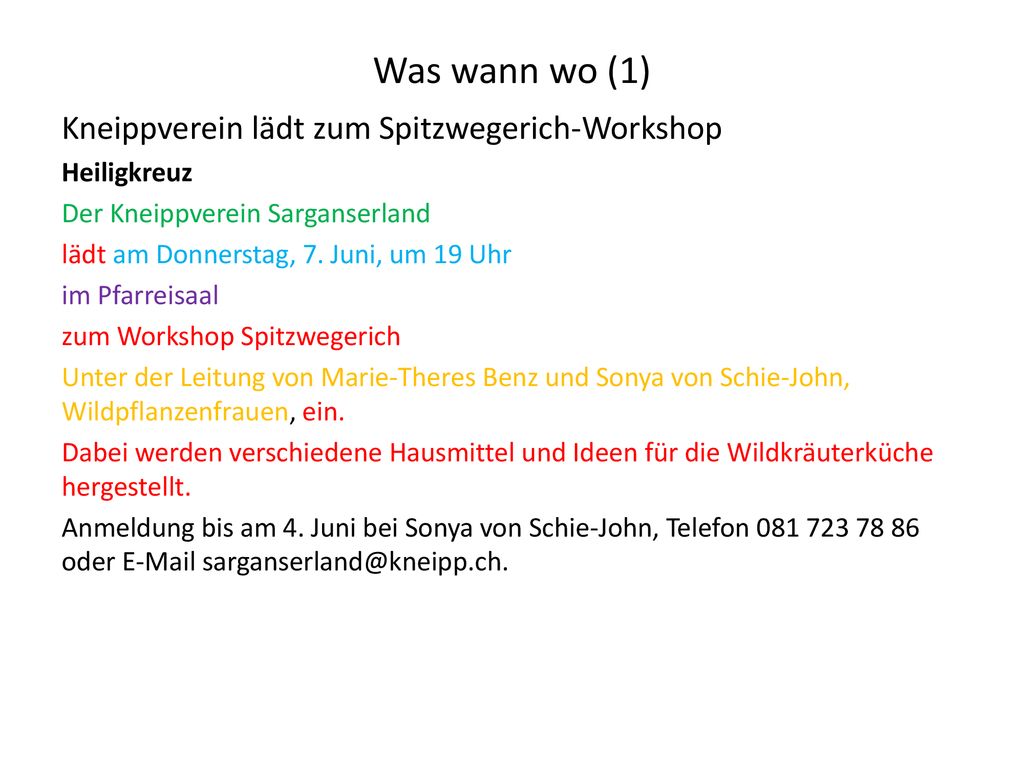 Was wann wo (1) Kneippverein lädt zum Spitzwegerich-Workshop