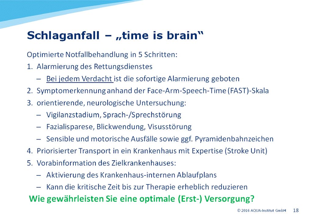 FAST-Skala: F: Gesichtslähmung ja/nein/unsicher. Betroffene Seite links/rechts. A: Armschwäche ja/nein/unsicher.