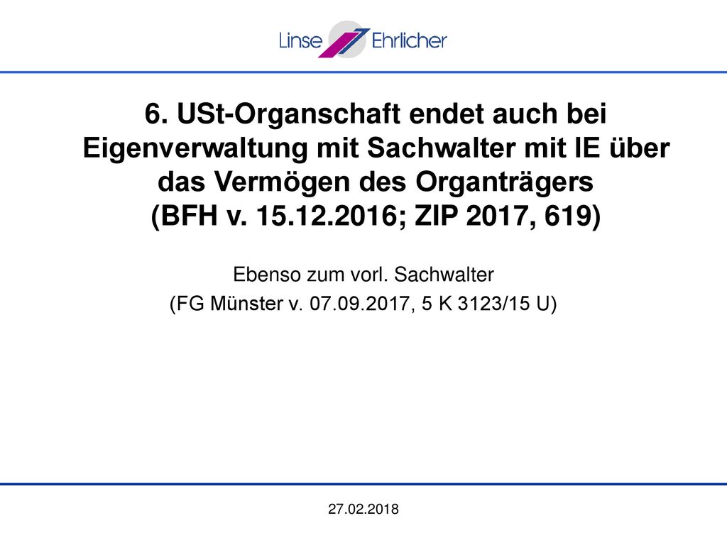 Ebenso zum vorl. Sachwalter (FG Münster v , 5 K 3123/15 U)