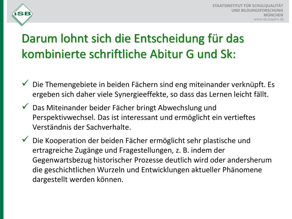 Darum lohnt sich die Entscheidung für das kombinierte schriftliche Abitur G und Sk: