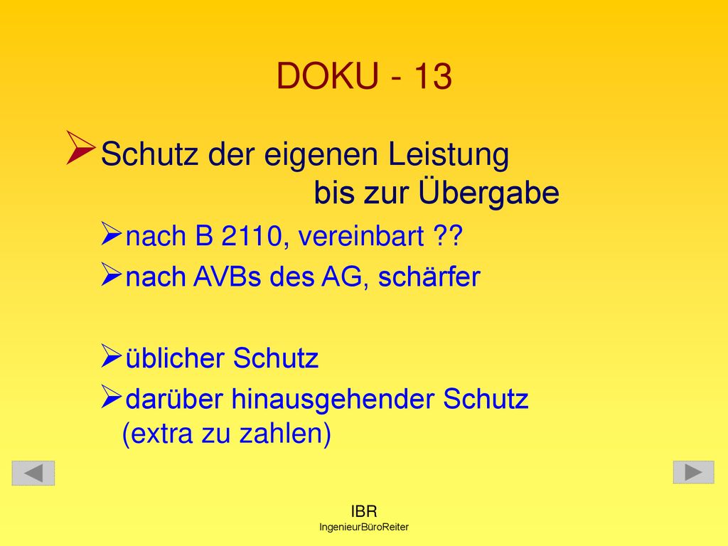 DOKU - 13 Schutz der eigenen Leistung bis zur Übergabe