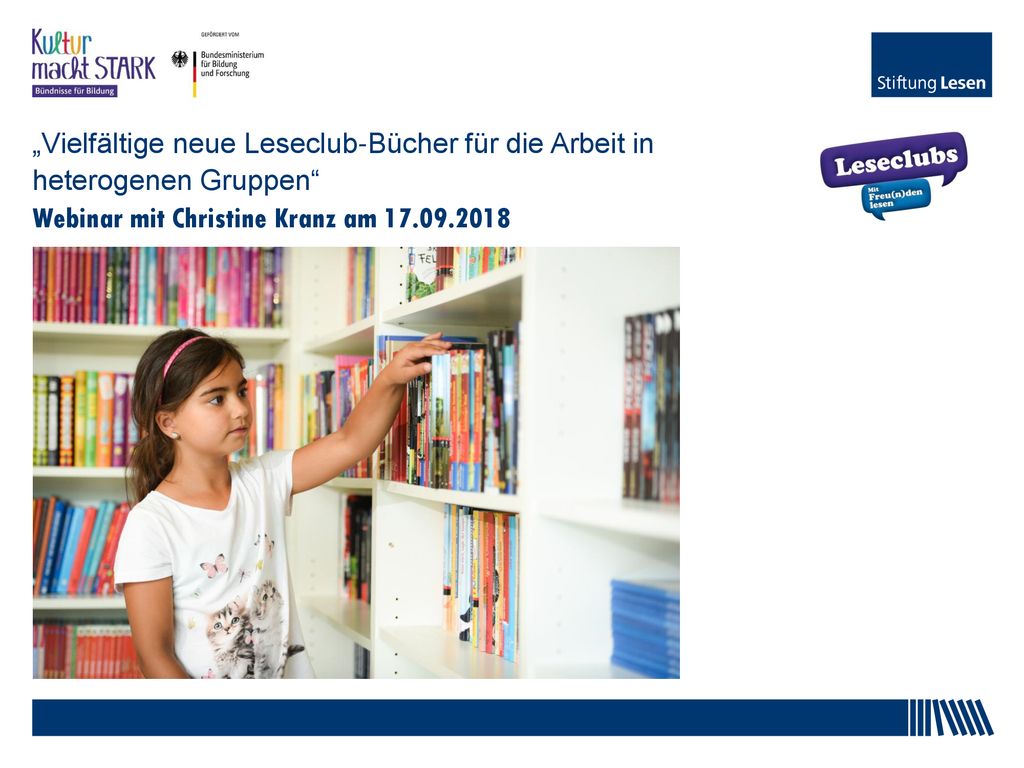 „Vielfältige neue Leseclub-Bücher für die Arbeit in heterogenen Gruppen Webinar mit Christine Kranz am