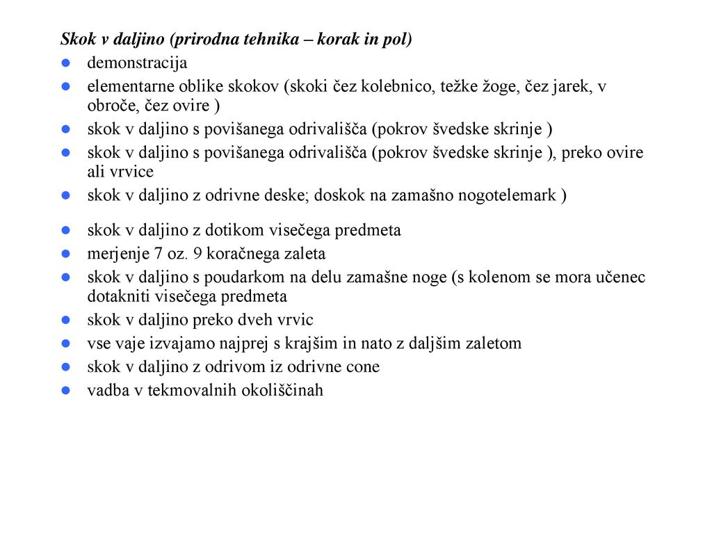 Skok v daljino (prirodna tehnika – korak in pol)
