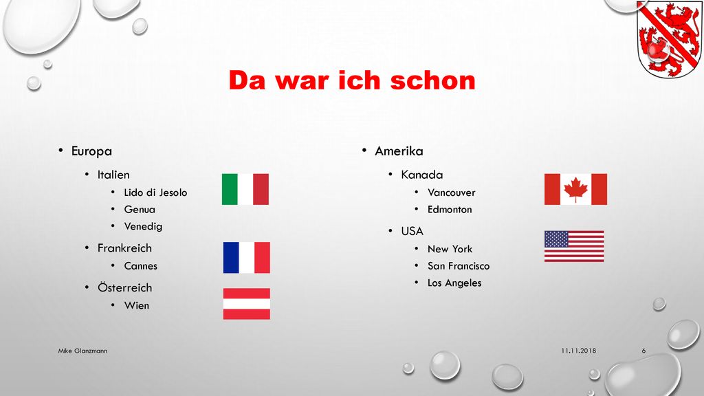 Da war ich schon Europa Amerika Italien Frankreich Österreich Kanada