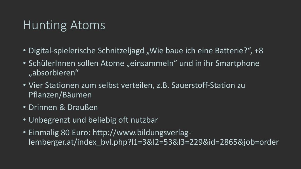 Hunting Atoms Digital-spielerische Schnitzeljagd „Wie baue ich eine Batterie , +8.