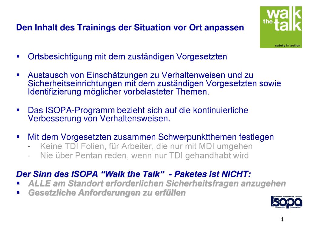 Den Inhalt des Trainings der Situation vor Ort anpassen