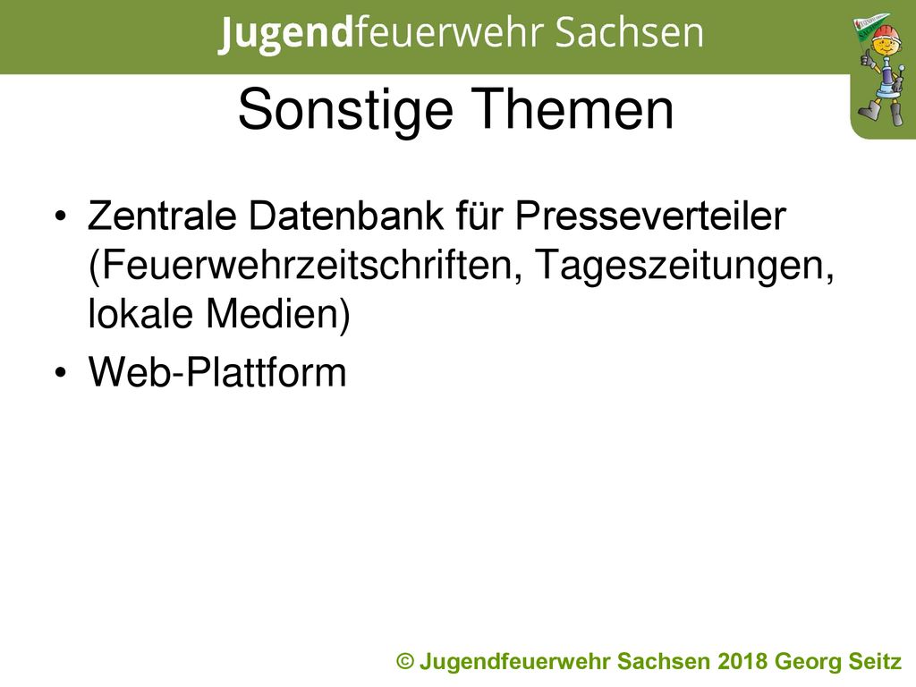 Sonstige Themen Zentrale Datenbank für Presseverteiler (Feuerwehrzeitschriften, Tageszeitungen, lokale Medien)
