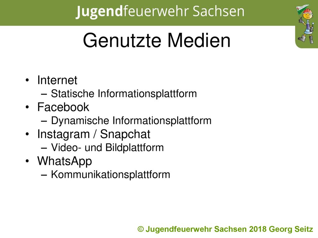 Genutzte Medien Internet Facebook Instagram / Snapchat WhatsApp