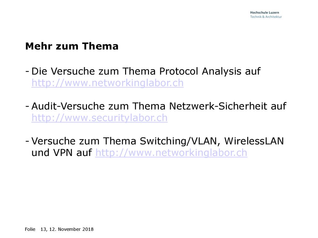 Mehr zum Thema Die Versuche zum Thema Protocol Analysis auf