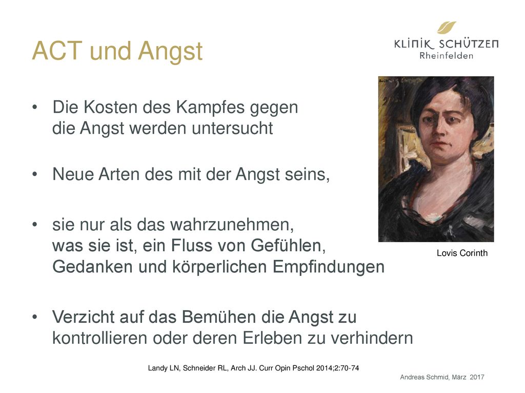 ACT und Angst Die Kosten des Kampfes gegen die Angst werden untersucht