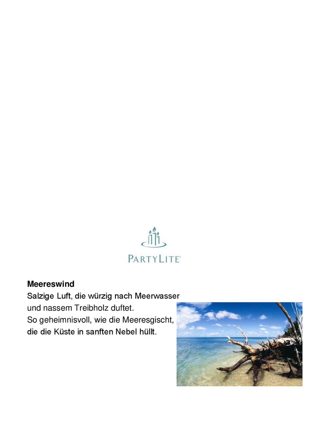 Meereswind Salzige Luft, die würzig nach Meerwasser. und nassem Treibholz duftet. So geheimnisvoll, wie die Meeresgischt,