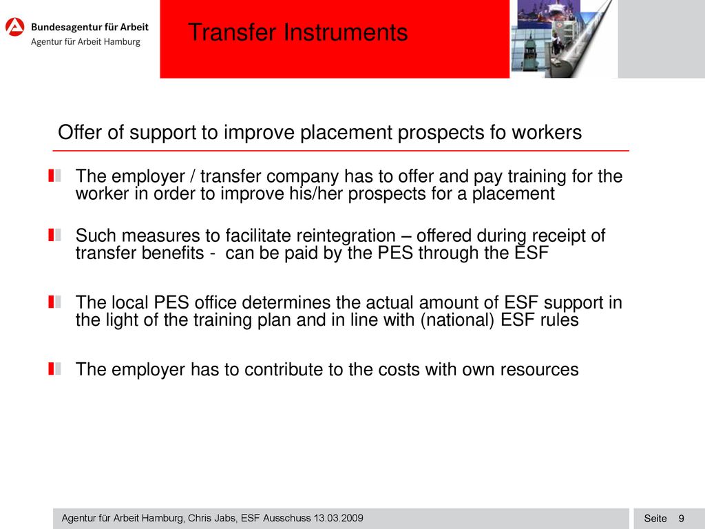 Offer of support to improve placement prospects fo workers