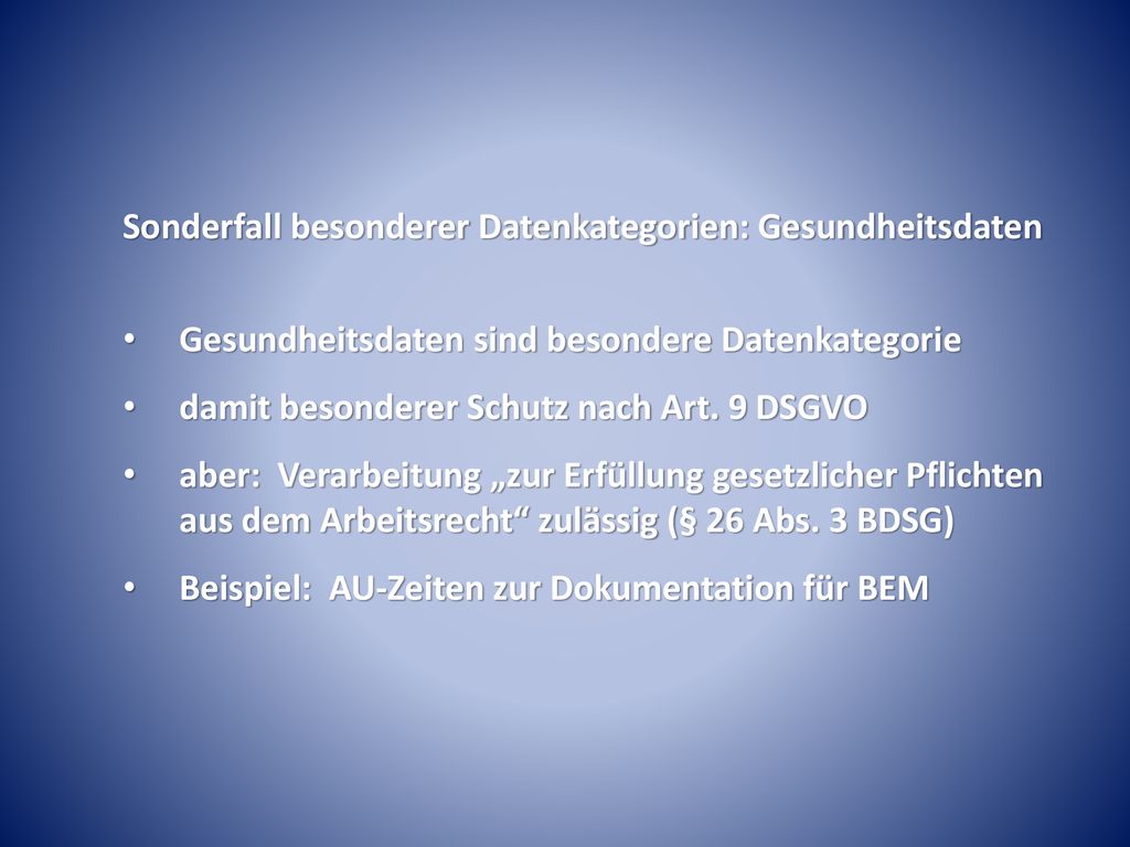 Sonderfall besonderer Datenkategorien: Gesundheitsdaten