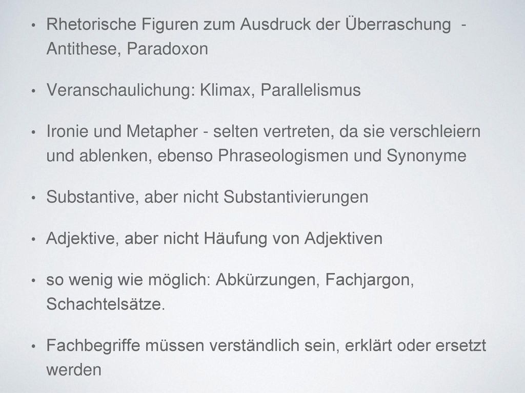 Rhetorische Figuren zum Ausdruck der Überraschung - Antithese, Paradoxon