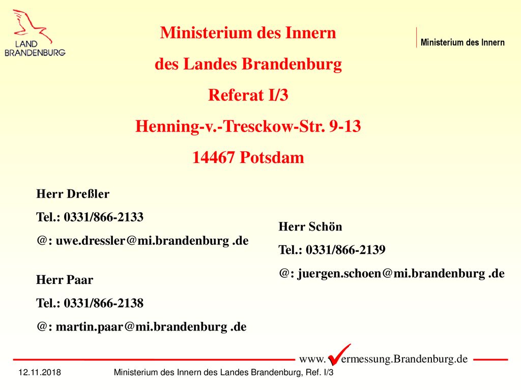 Ministerium des Innern des Landes Brandenburg Referat I/3