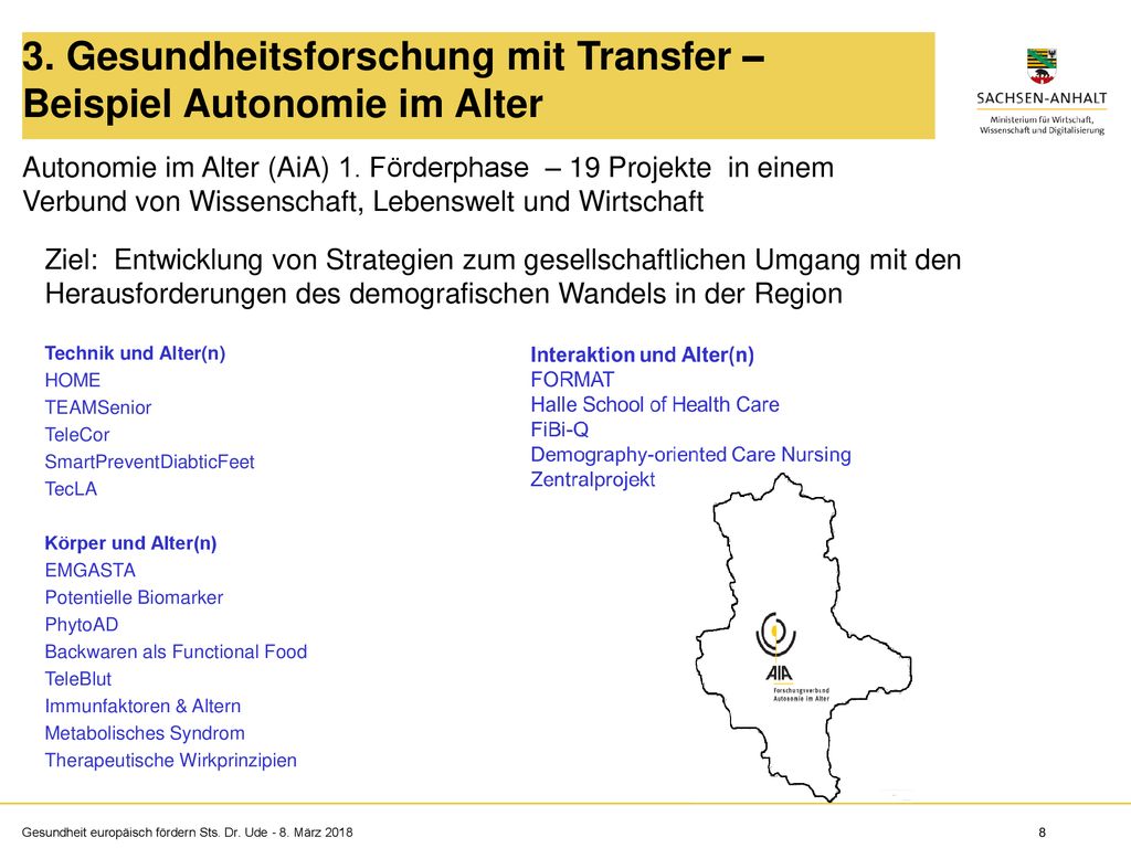 3. Gesundheitsforschung mit Transfer – Beispiel Autonomie im Alter