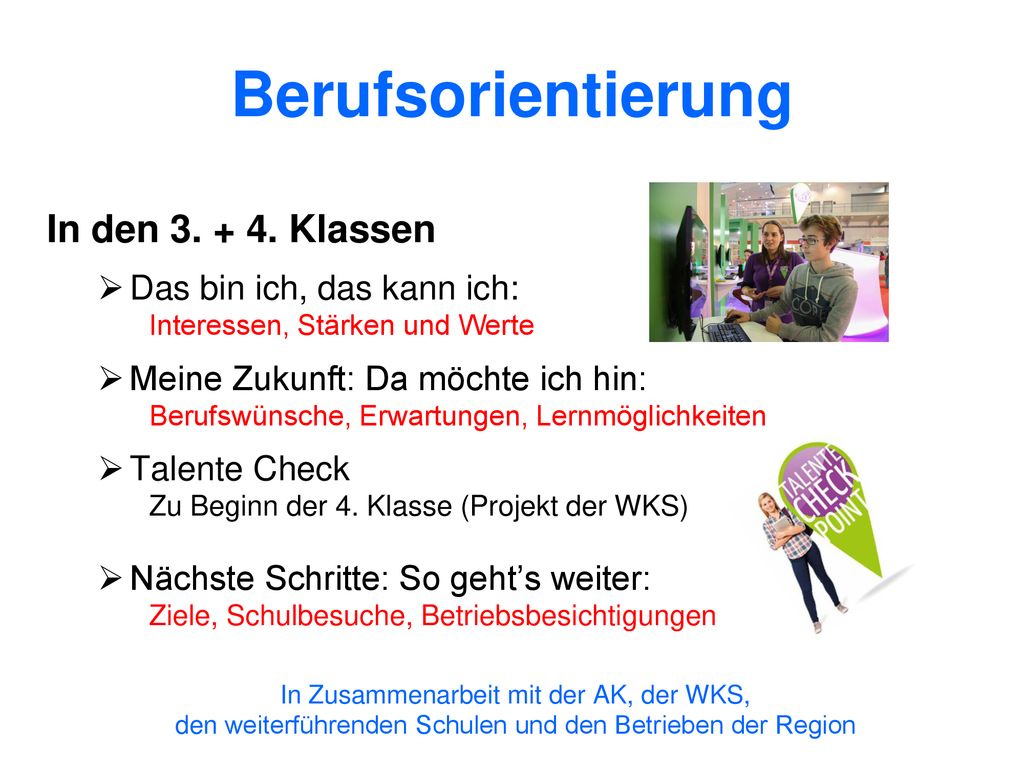 Berufsorientierung In den Klassen Das bin ich, das kann ich:
