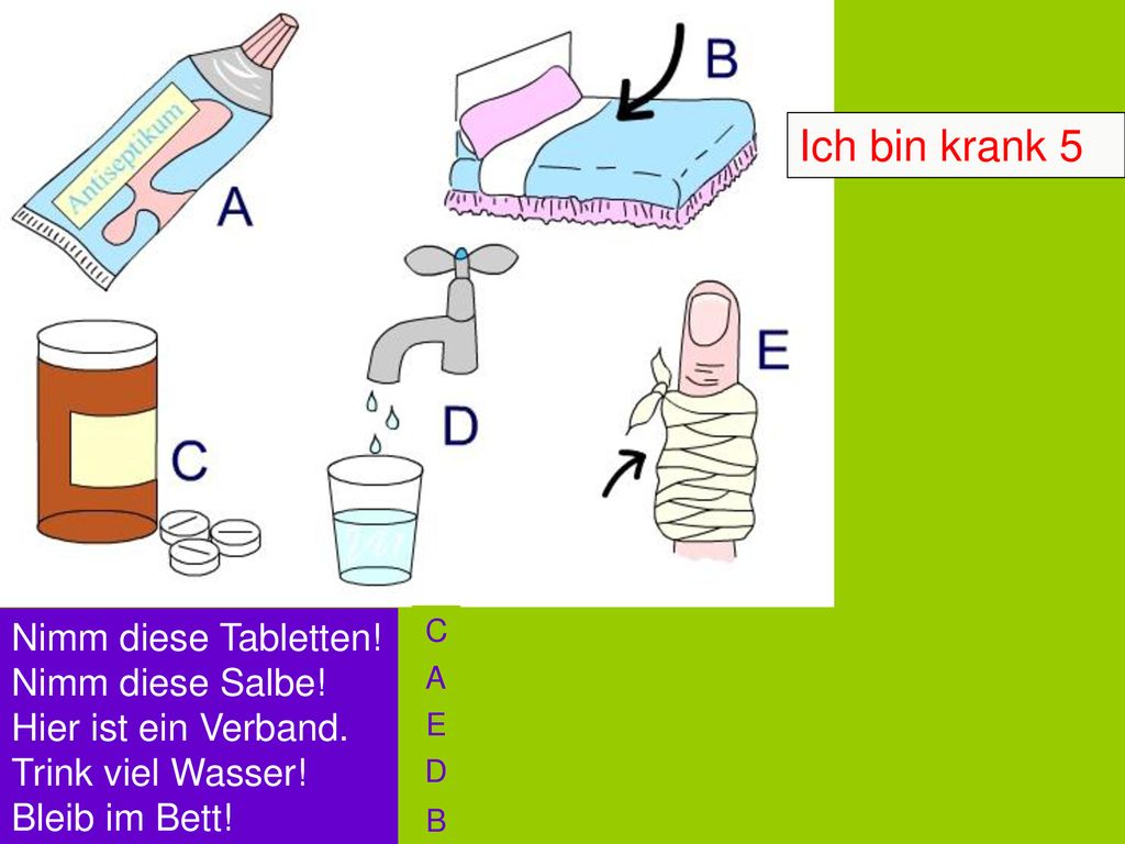 Ich bin krank 5 Nimm diese Tabletten! Nimm diese Salbe!