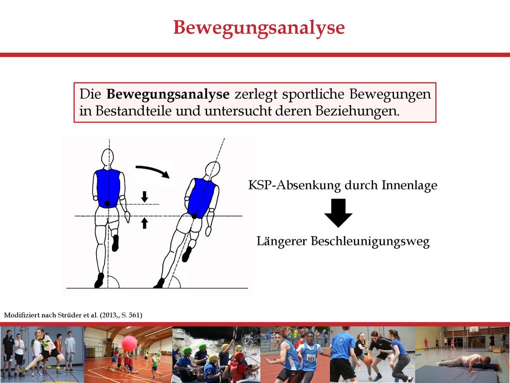 Bewegungsanalyse Die Bewegungsanalyse zerlegt sportliche Bewegungen in Bestandteile und untersucht deren Beziehungen.