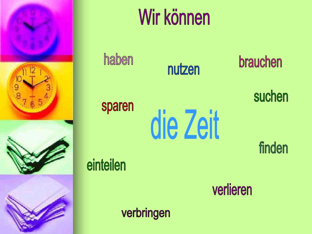 die Zeit Wir können haben brauchen nutzen suchen sparen finden