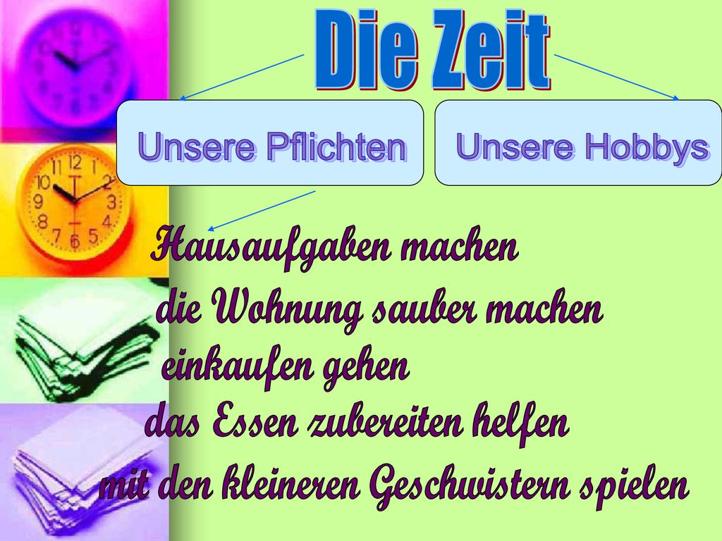 die Wohnung sauber machen einkaufen gehen das Essen zubereiten helfen