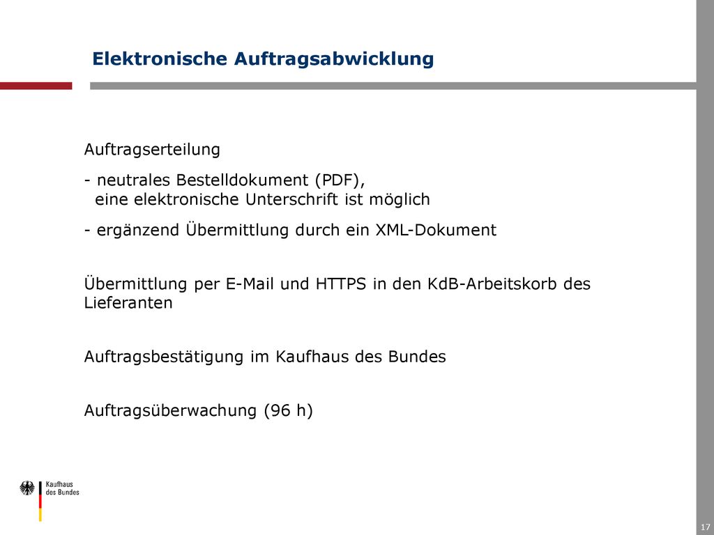 Das Kaufhaus des Bundes - ppt herunterladen