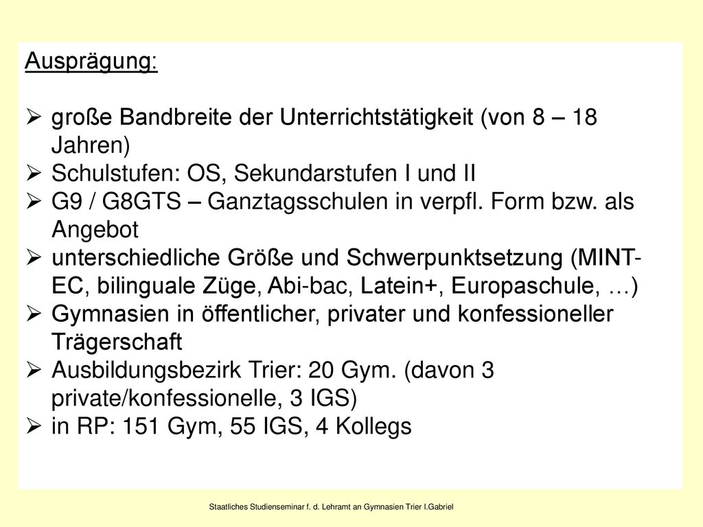 Staatliches Studienseminar f. d. Lehramt an Gymnasien Trier I.Gabriel