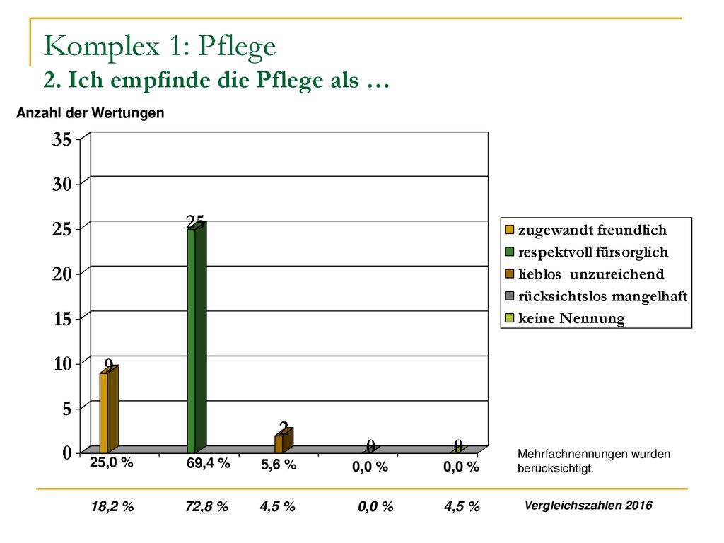Komplex 1: Pflege 2. Ich empfinde die Pflege als …