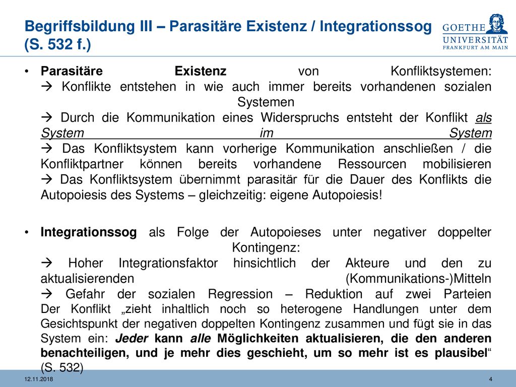 Begriffsbildung III – Parasitäre Existenz / Integrationssog (S. 532 f