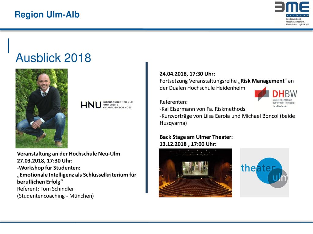Ausblick , 17:30 Uhr: Fortsetzung Veranstaltungsreihe „Risk Management an der Dualen Hochschule Heidenheim.