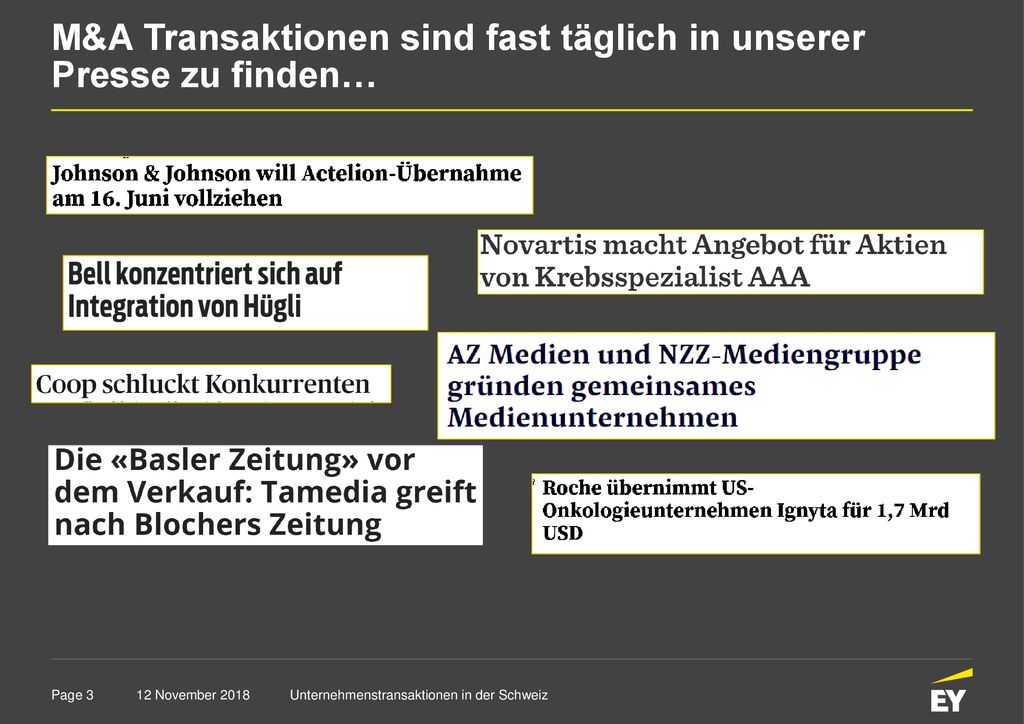 M&A Transaktionen sind fast täglich in unserer Presse zu finden…