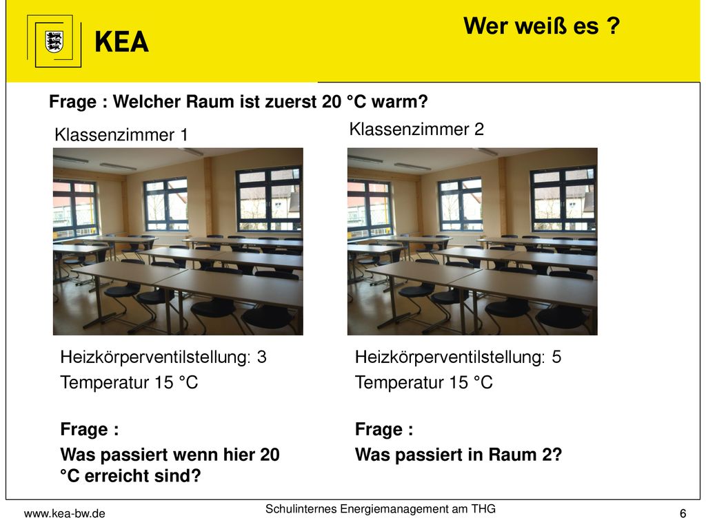 Wer weiß es Frage : Welcher Raum ist zuerst 20 °C warm