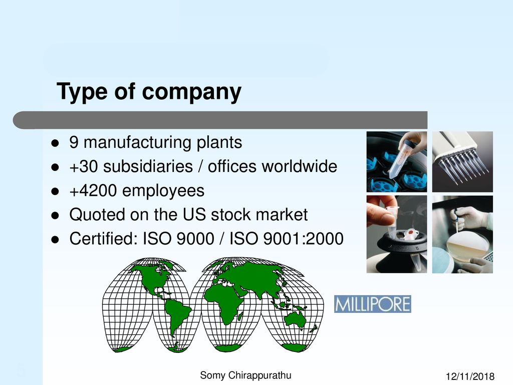 Type of company 9 manufacturing plants