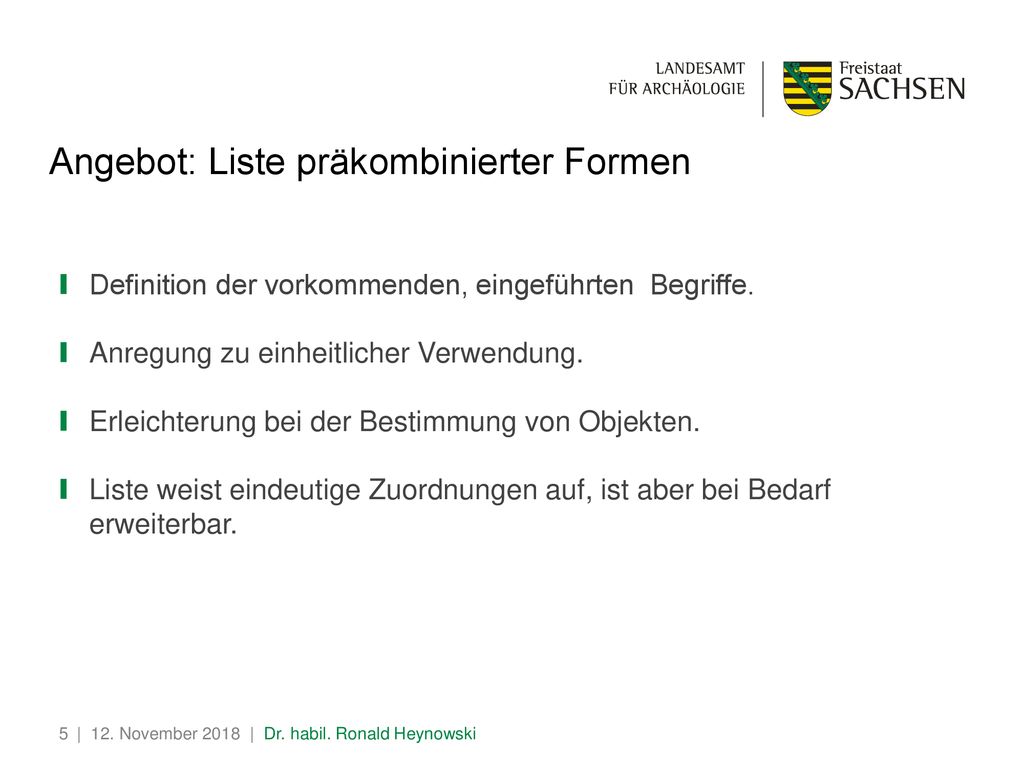 Angebot: Liste präkombinierter Formen