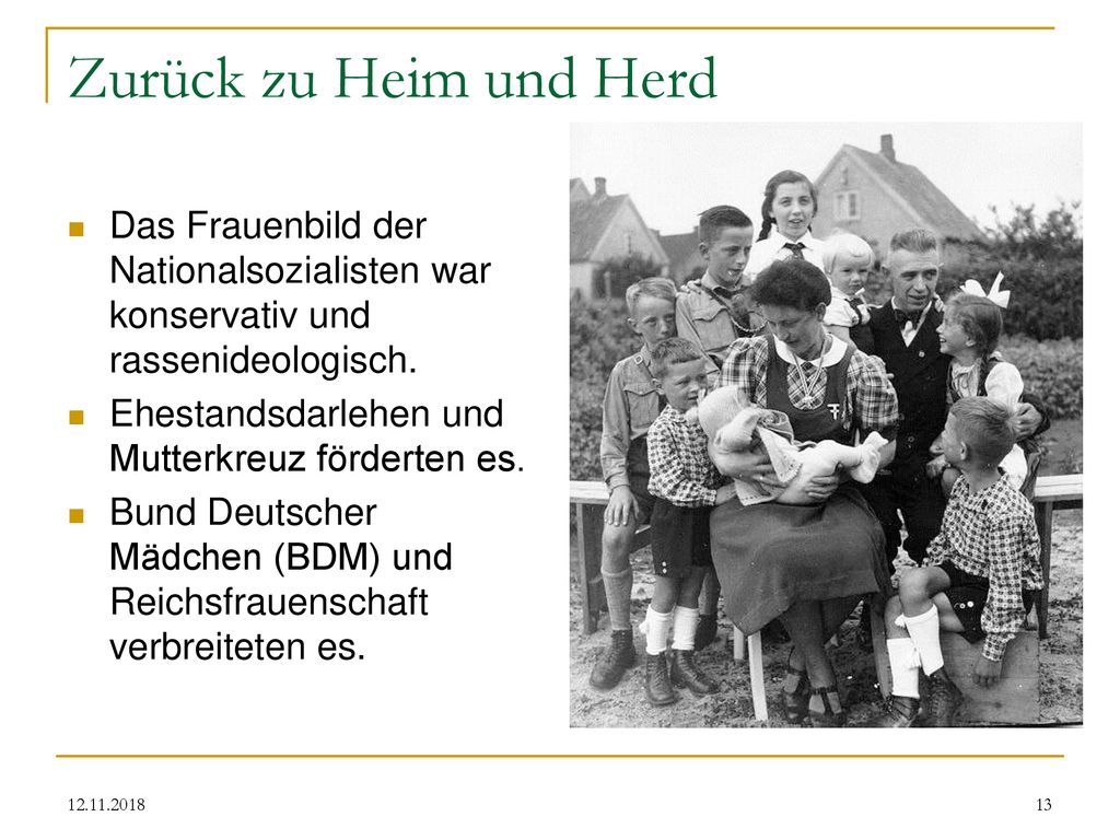 Zurück zu Heim und Herd Das Frauenbild der Nationalsozialisten war konservativ und rassenideologisch.